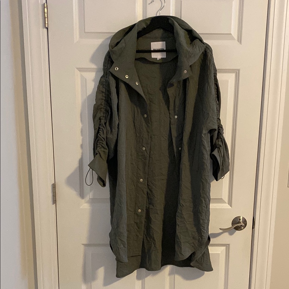 EUC Anthropologie BB Dakota Women's khaki Green Hooded Jacket M runs big